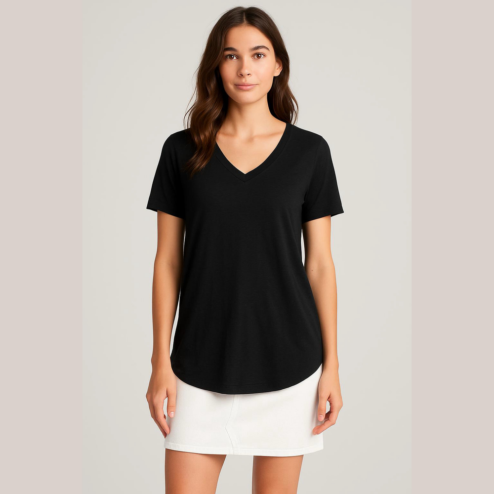 J Jill 100% Pima Cotton Tunic length tee T-Shirt BLACK Medium M